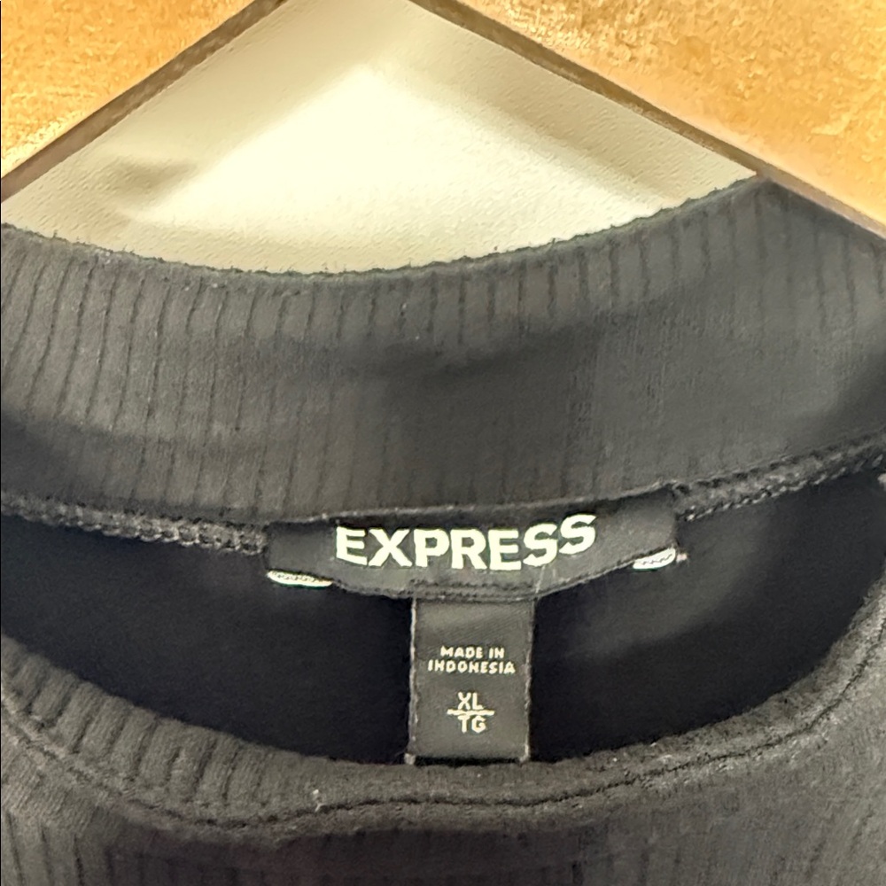 Express Black Ribbed Mock Neck Button-Detail Top … - image 4